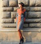 Woman Orange  Dress art.Stripes