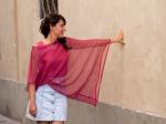Wide sleeve woman sweater art.Alisea Fuchsia Pink Color